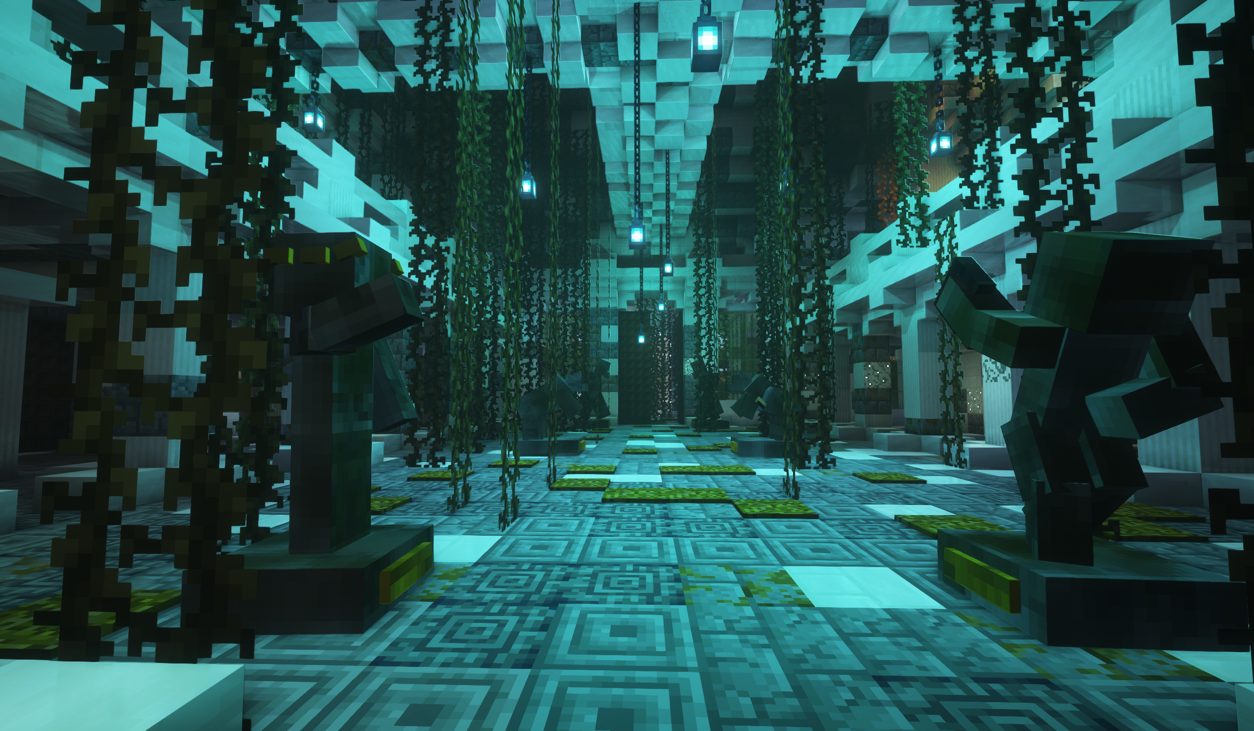Ruined gallery with shattered glass and empty halls