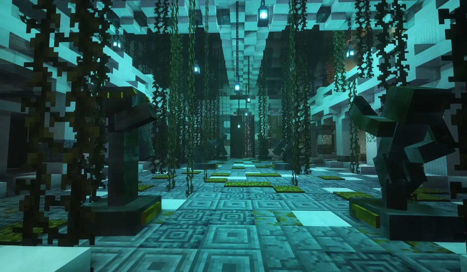 Ruined building interior with shattered glass